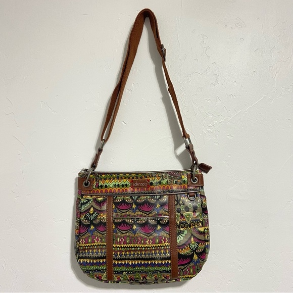 Sakroots Artist Circle Crossbody Zip Closure Adjustable Strap Shoulder Handbag - Picture 1 of 11